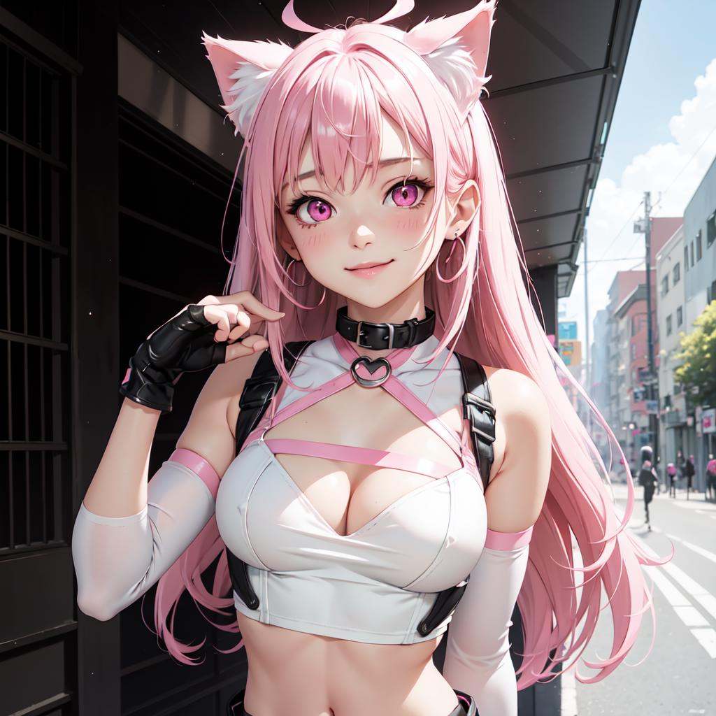 1girl,  beautiful cute woman,  cat ears on Tensor.Art