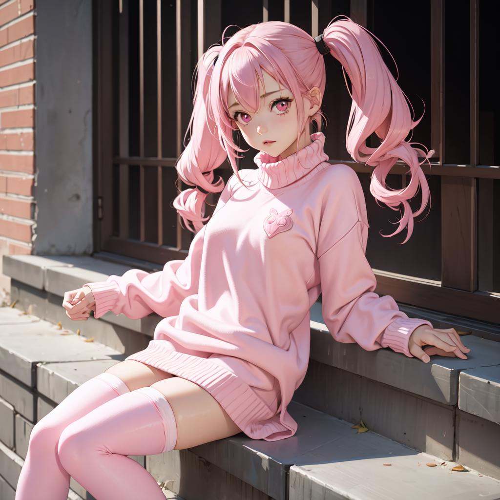 1girl,  pink eyes,  pink hair on Tensor.Art