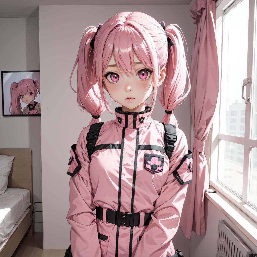 1girl,  pink eyes,  pink hair on Tensor.Art