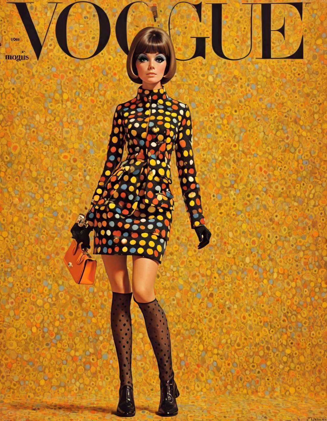 She go-go boots,  polka dot miniskirt,  bold colors on Tensor.Art