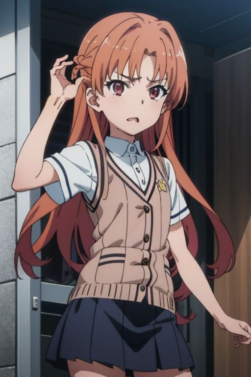 1girl,  anime girl with long hair and school uniform posing for a picture,  anime visual of a cute girl on Tensor.Art