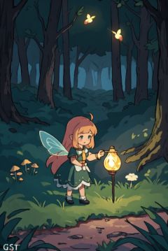 masterpiece, best quality, high quality, extremely detailed CG unity 8k wallpaper, An enchanting and dreamy scene of a fantasy forest, (with towering trees), glowing mushrooms, and hidden fairy glens, creating a sense of mystique and enchantment, BREAK, (1 cute girl, solo, chasing fireflies:1.5, full body), artstation, digital illustration, intricate, trending, pastel colors, oil paiting, award winning photography, Bokeh, Depth of Field, HDR, bloom, Chromatic Aberration , Photorealistic, extremely detailed, trending on artstation, trending on CGsociety, Intricate, High Detail, dramatic