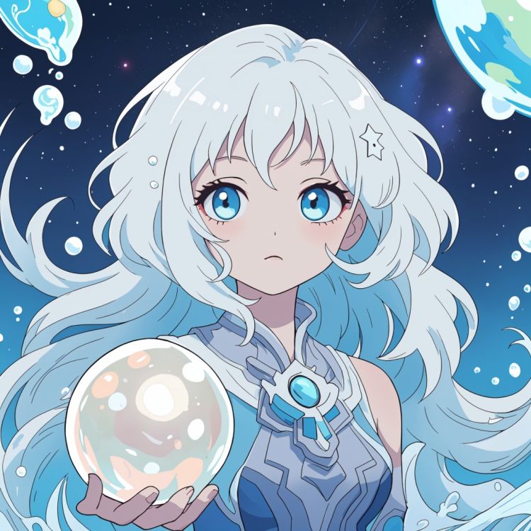 (masterpiece), (best quality), (ultra-detailed), (illustration), 1girl, mixed-blood girl, , stars in the eyes, messy floating hair, colored inner hair, Starry sky adorns hair, (lots of big colorful Bubble), (pearl), (Galaxy), depth of field