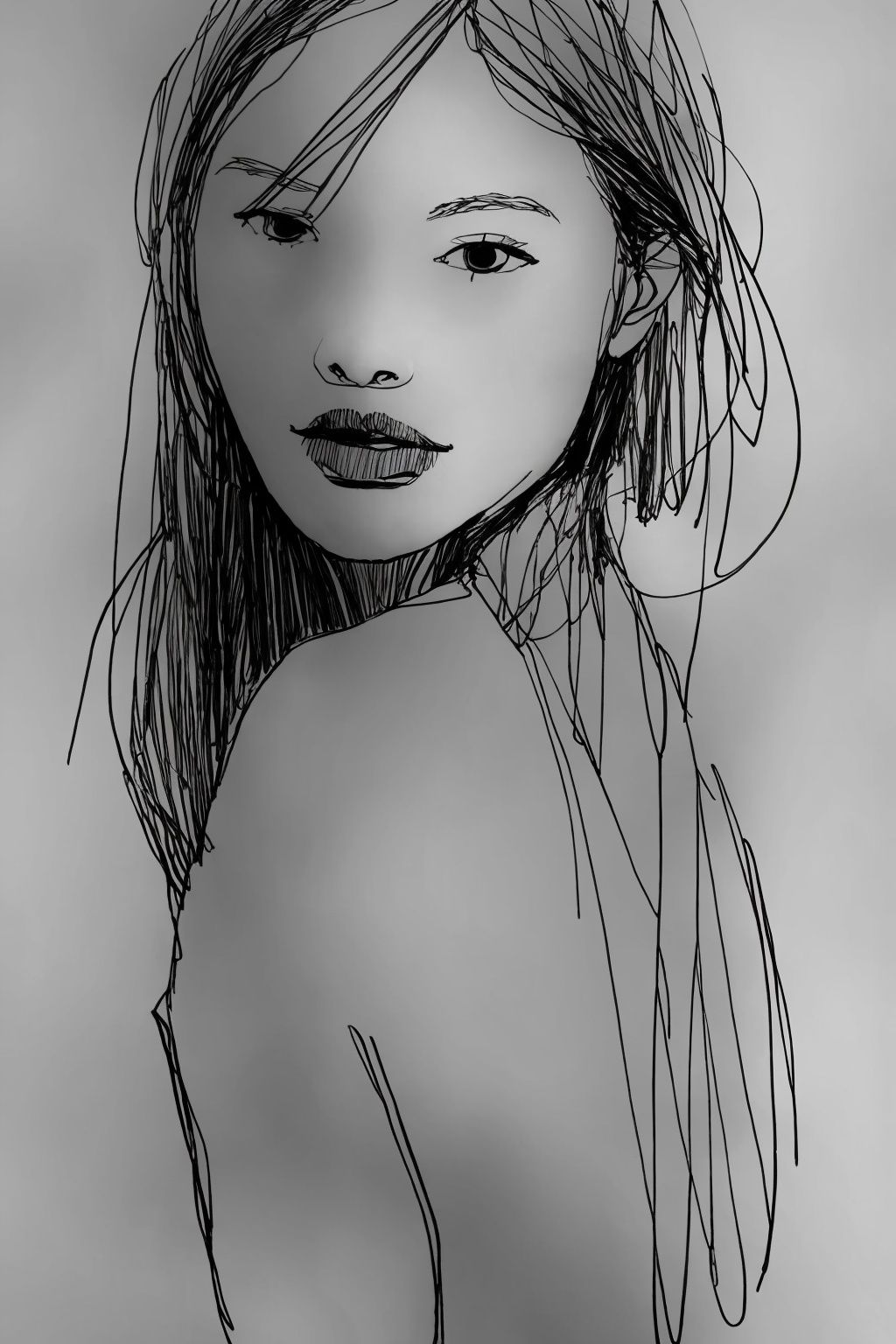 monochrome, sketch。(masterpiece:1,2),bestquality,masterpiece,hires,original,extremelydetailedwallpaper,perfectlighting,1girl,Purewhitebackground,StudioLights,fullbody,MakeupPortrait,emotionalface,Magazinecover,Swimwear,moist,(Transparent clothes:1.1),