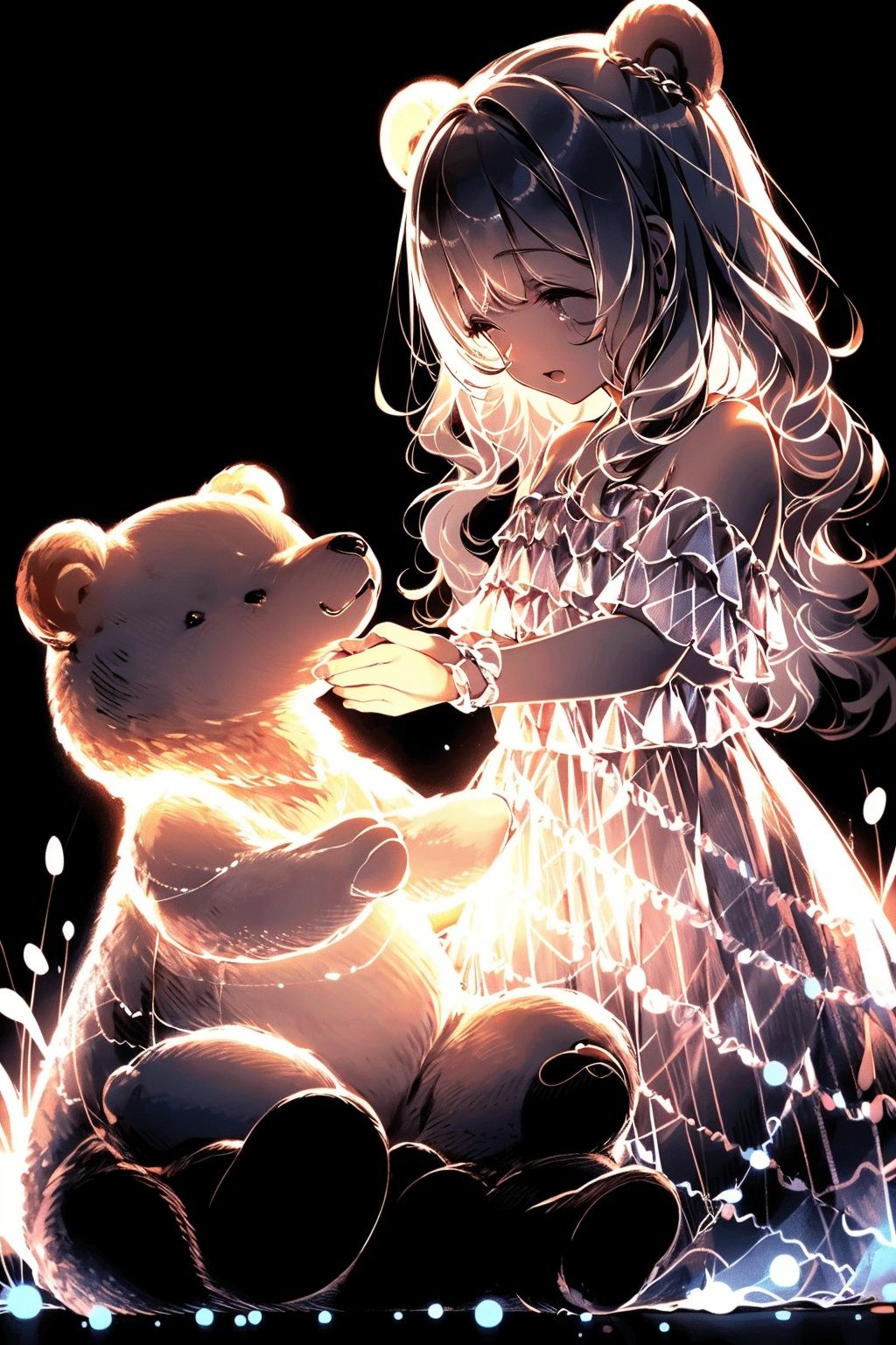  Best quality, 8k,cg,bear,1girl,transparent_background