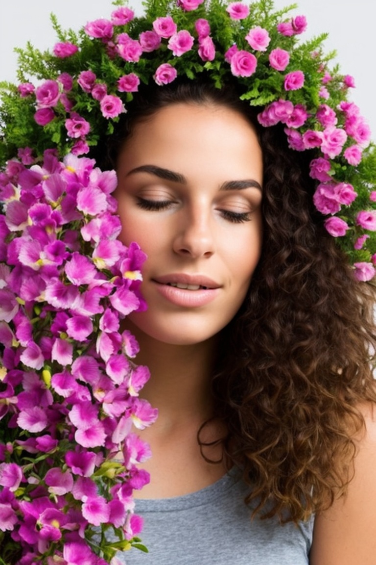 1girl,  you can't see her eyes because they are covered of flowers on Tensor.Art