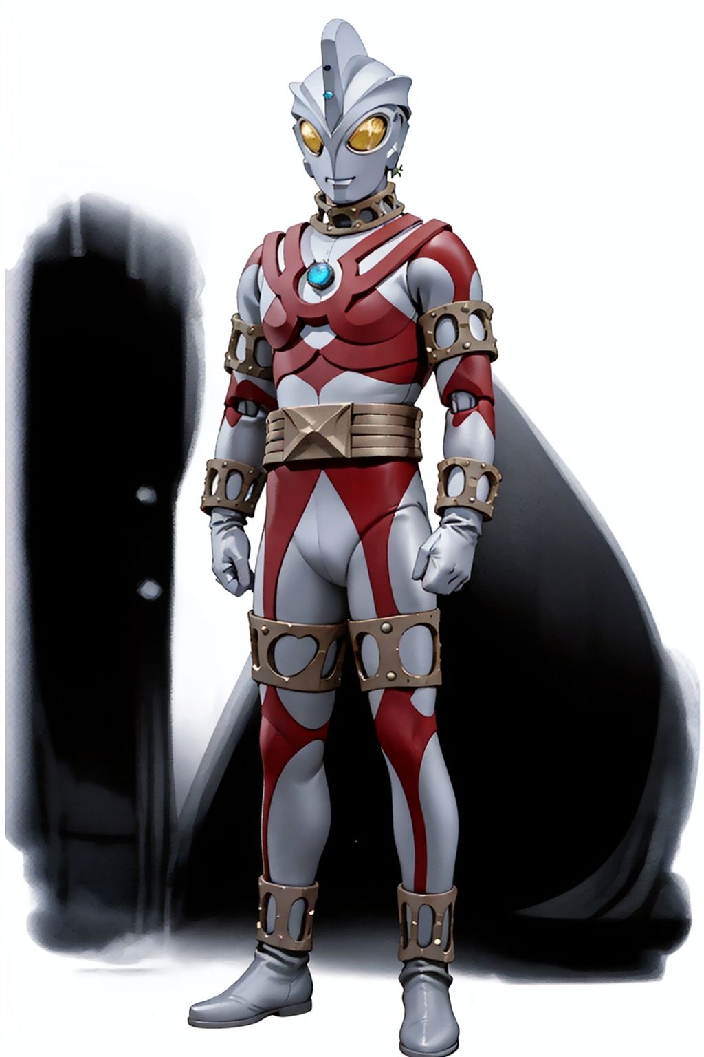(masterpiece:1.3), (the best quality:1.2), (super fine illustrations:1.2), (Masterpiece), high quality, high detail,((white background:1.2)), looking at viewer, (SOLO:1.4),outline,,simple background,mecha, joints, robot joints, jewelry, bracelet, armor,belt,white bodysuit,white gloves,legwear,gloves,boots,logo,cover,mask,plugsuit,gem,bodysuit,red pattern on body,white tight-fitting,white footwear,helmet,leather suit,ultraman,latex