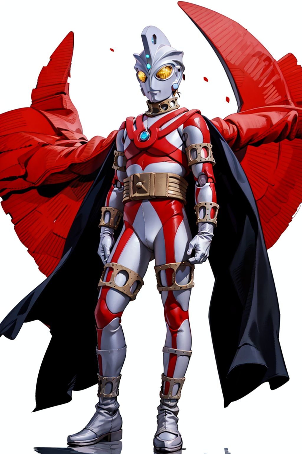 (masterpiece:1.3), (the best quality:1.2), (super fine illustrations:1.2), (Masterpiece), high quality, high detail,((white background:1.2)), looking at viewer, (SOLO:1.4),outline,,simple background,mecha, joints, robot joints, jewelry, bracelet, armor,belt,white bodysuit,white gloves,legwear,gloves,boots,logo,cover,mask,plugsuit,gem,bodysuit,red pattern on body,white tight-fitting,white footwear,helmet,leather suit,ultraman,latex