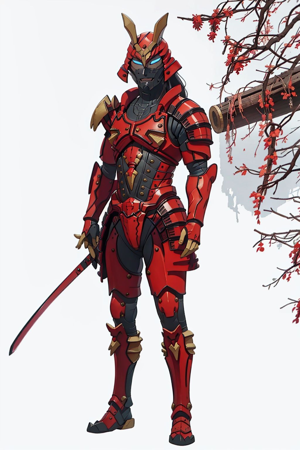 (masterpiece:1.3), (the best quality:1.2), (super fine illustrations:1.2), (Masterpiece), high quality, high detail,((white background:1.2)), looking at viewer, (SOLO:1.4),outline,,simple background,samurai, sheath, katana, japanese armor,mecha, pauldrons,red armor,horns,gloves,armor,spikes,weapon,full armor,helmet,mask,cover,gauntlets,shoulder armor,breastplate