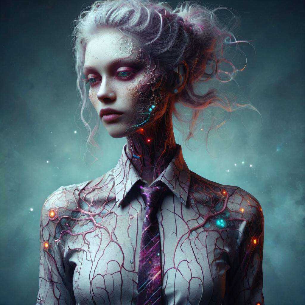 detailed DonMD3m0nXL woman,  shirt with tie,  cyberpunk by DonMischo on Tensor.Art