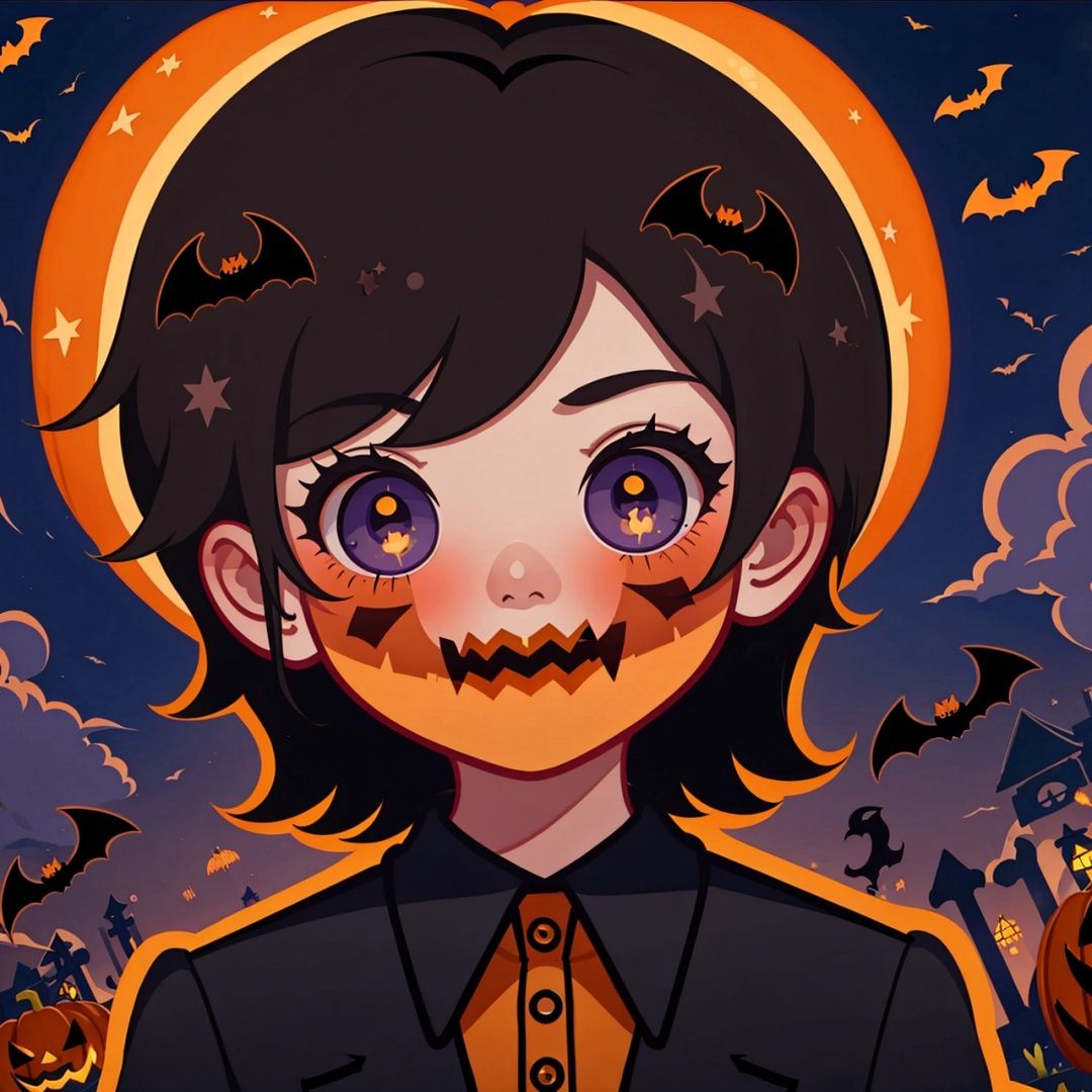  1girl, Halloween, jack-o'-lantern, bat, bat, Tombstone, Best quality, 8k