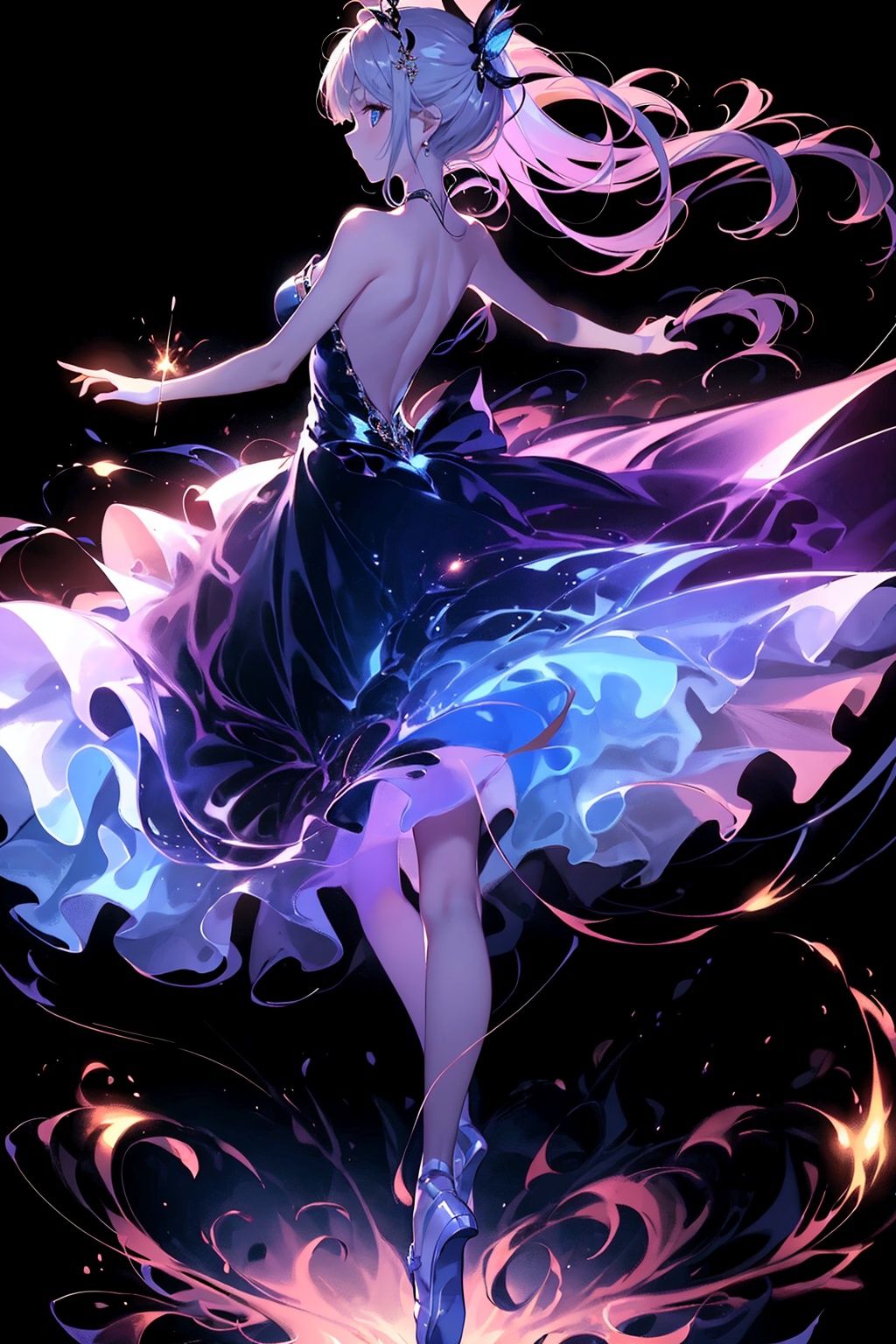  Best quality, 8k,cg,1girl,black background,transparent_background,ballet slippers,tutu,full_body,sparkler