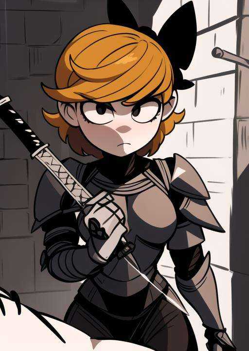 derpina,  detailed background,  holding sword on Tensor.Art