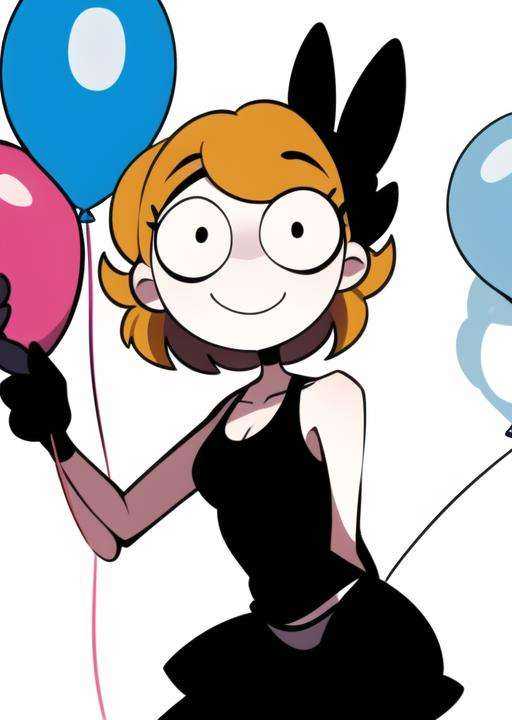 derpina,  detailed background,  holding balloons on Tensor.Art