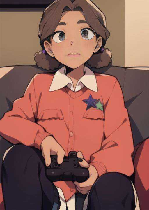 cassie,  fullbody,  sitting on couch on Tensor.Art