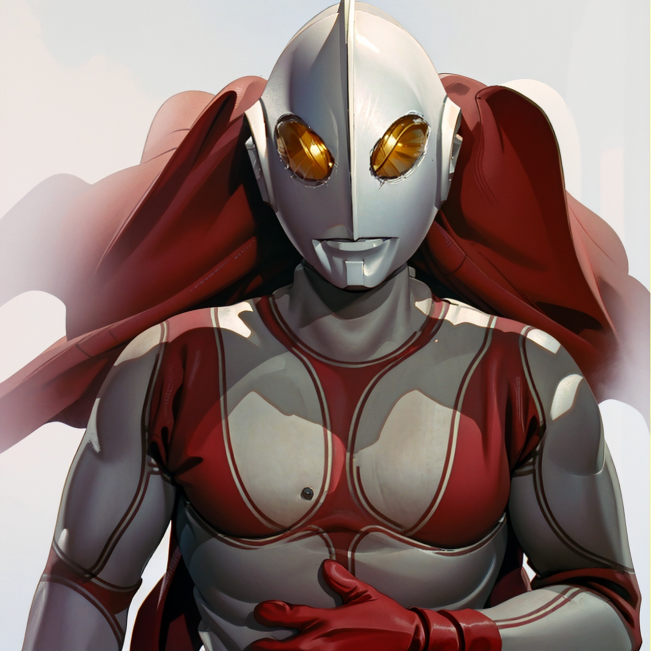  (masterpiece:1.3), (the best quality:1.2), (super fine illustrations:1.2), (Masterpiece), high quality, high detail,((white background:1.2)), looking at viewer, (SOLO:1.4),outline,,simple background,white bodysuit,red gloves,legwear,gloves,boots,logo,cover,mask,plugsuit,gem,bodysuit,red pattern on body,white tight-fitting,red footwear,helmet,leather suit,ultraman,latex