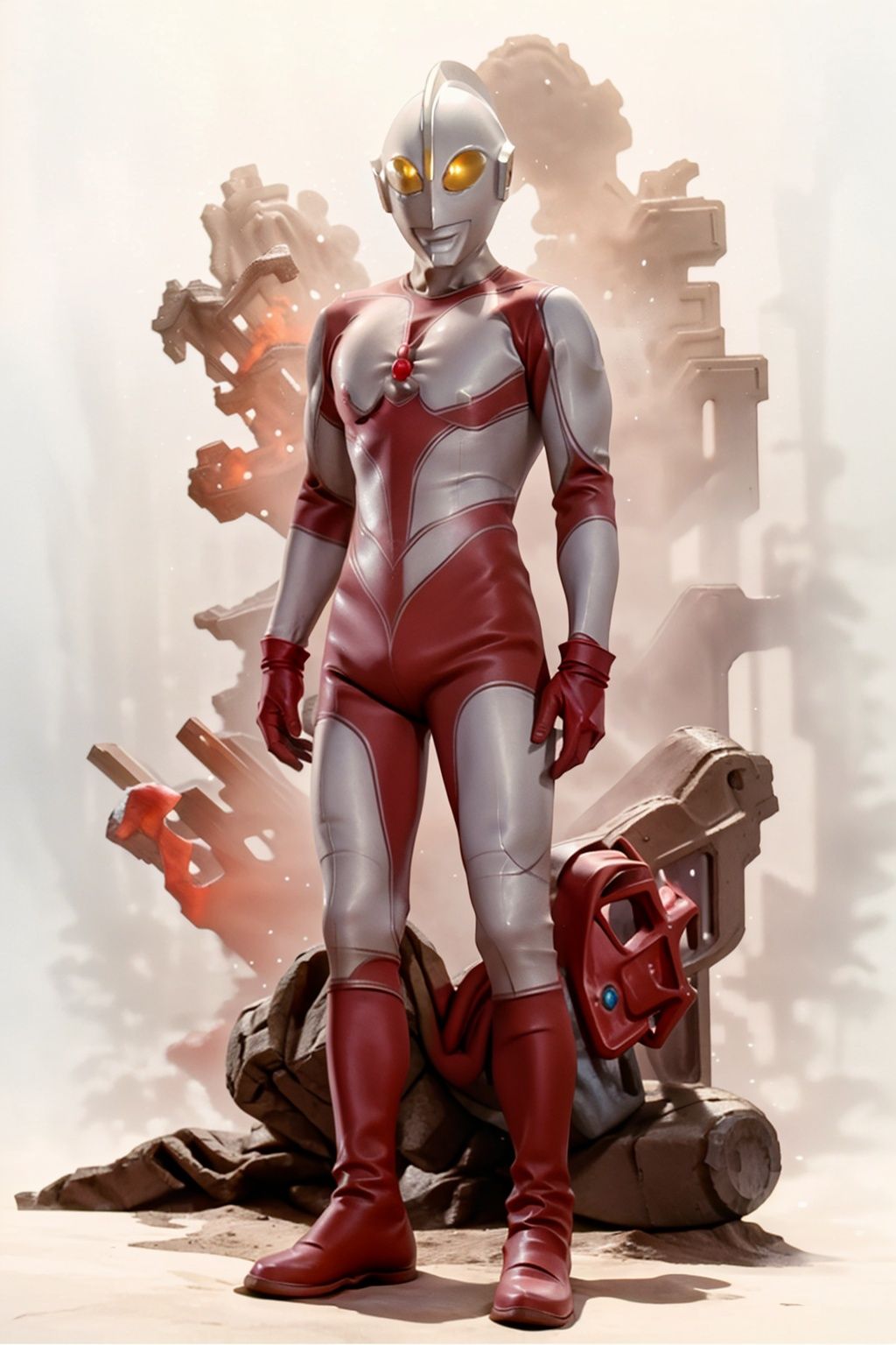  (masterpiece:1.3), (the best quality:1.2), (super fine illustrations:1.2), (Masterpiece), high quality, high detail,((white background:1.2)), looking at viewer, (SOLO:1.4),outline,,simple background,white bodysuit,red gloves,legwear,gloves,boots,logo,cover,mask,plugsuit,gem,bodysuit,red pattern on body,white tight-fitting,red footwear,helmet,leather suit,ultraman,latex