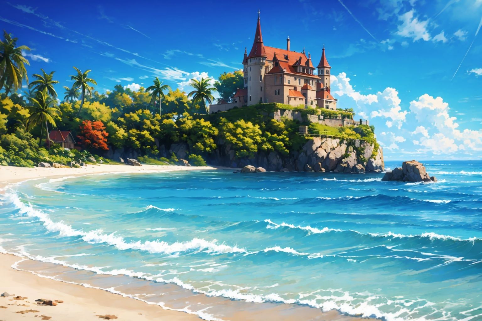 Demon King Castle,  Beautiful Beach on Tensor.Art