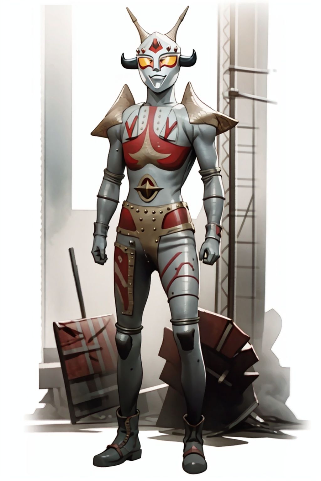 (masterpiece:1.3), (the best quality:1.2), (super fine illustrations:1.2), (Masterpiece), high quality, high detail,((white background:1.2)), looking at viewer, (SOLO:1.4),outline,,simple background,mecha, joints, robot joints, jewelry, bracelet, armor,belt,white bodysuit,white gloves,legwear,gloves,boots,logo,cover,mask,plugsuit,gem,bodysuit,red pattern on body,white tight-fitting,white footwear,helmet,leather suit,breastplate,shoulder armor,cover,mask,helmet,spikes,armor,horns,logo