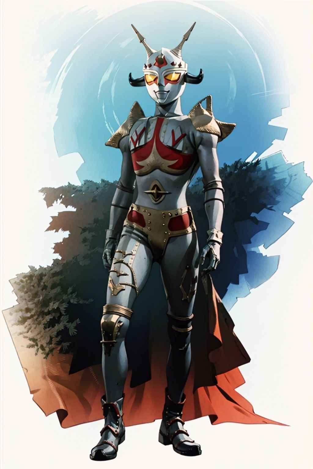 (masterpiece:1.3), (the best quality:1.2), (super fine illustrations:1.2), (Masterpiece), high quality, high detail,((white background:1.2)), looking at viewer, (SOLO:1.4),outline,,simple background,mecha, joints, robot joints, jewelry, bracelet, armor,belt,white bodysuit,white gloves,legwear,gloves,boots,logo,cover,mask,plugsuit,gem,bodysuit,red pattern on body,white tight-fitting,white footwear,helmet,leather suit,breastplate,shoulder armor,cover,mask,helmet,spikes,armor,horns,logo