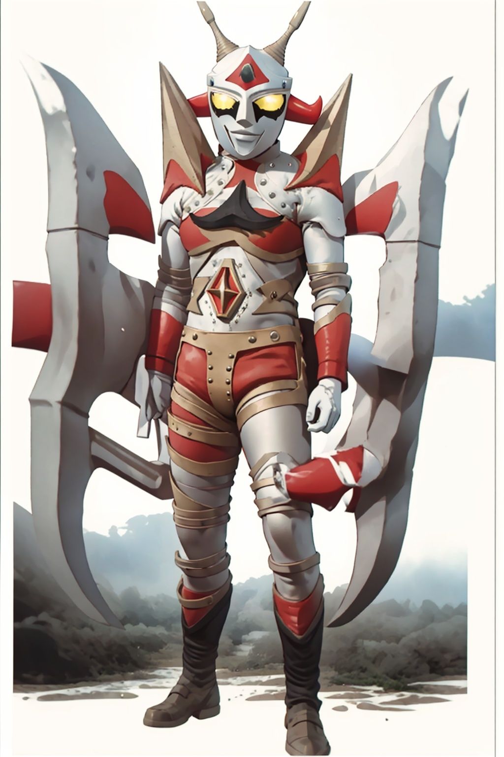 (masterpiece:1.3), (the best quality:1.2), (super fine illustrations:1.2), (Masterpiece), high quality, high detail,((white background:1.2)), looking at viewer, (SOLO:1.4),outline,,simple background,mecha, joints, robot joints, jewelry, bracelet, armor,belt,white bodysuit,white gloves,legwear,gloves,boots,logo,cover,mask,plugsuit,gem,bodysuit,red pattern on body,white tight-fitting,white footwear,helmet,leather suit,breastplate,shoulder armor,cover,mask,helmet,spikes,armor,horns,logo