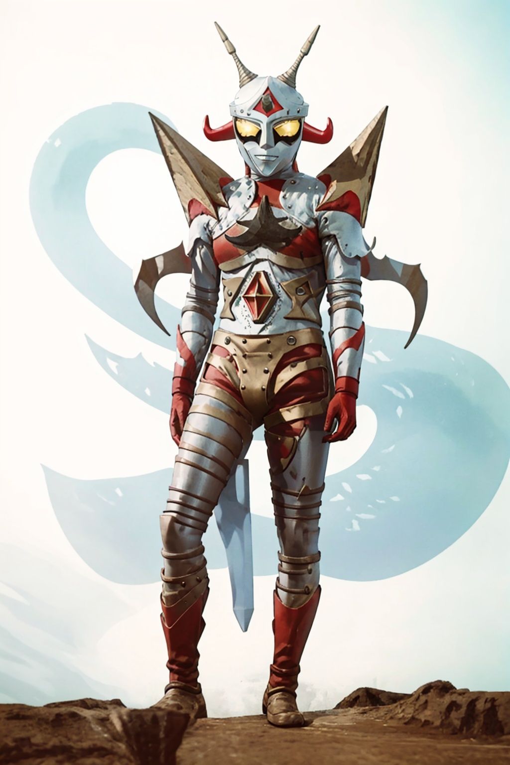 (masterpiece:1.3), (the best quality:1.2), (super fine illustrations:1.2), (Masterpiece), high quality, high detail,((white background:1.2)), looking at viewer, (SOLO:1.4),outline,,simple background,mecha, joints, robot joints, jewelry, bracelet, armor,belt,white bodysuit,white gloves,legwear,gloves,boots,logo,cover,mask,plugsuit,gem,bodysuit,red pattern on body,white tight-fitting,white footwear,helmet,leather suit,breastplate,shoulder armor,cover,mask,helmet,spikes,armor,horns,logo