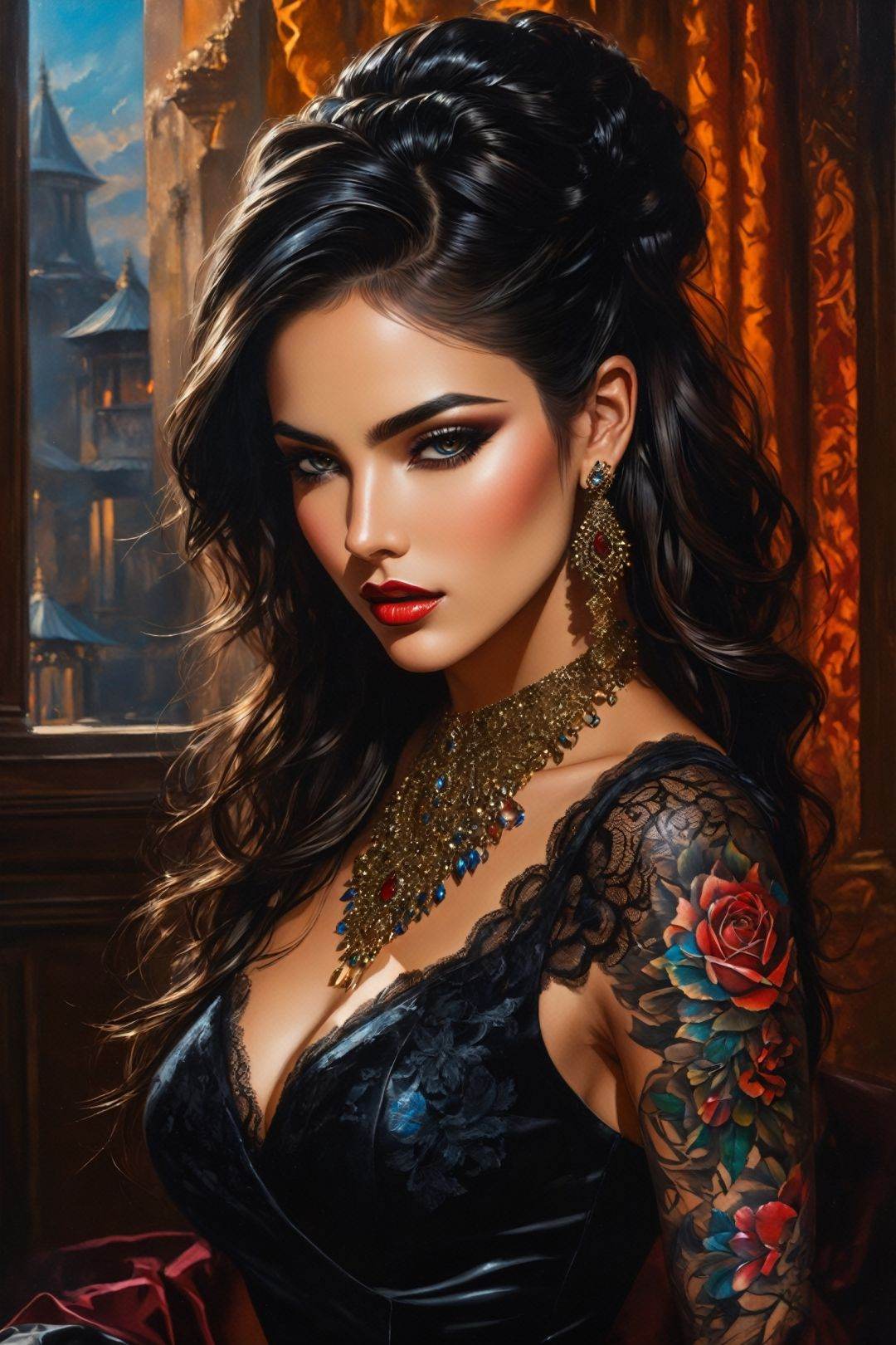 detailed eyes,  detailed lips,  medium: oil painting on Tensor.Art