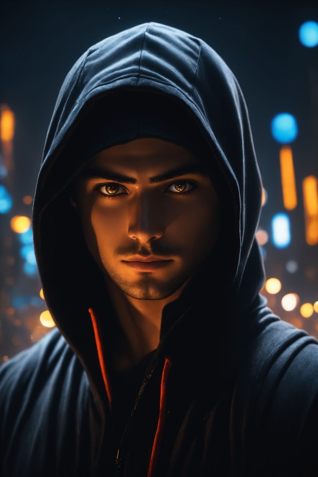ultra-detailed,  a person wearing a hood and a hoodie,  material:illustration on Tensor.Art