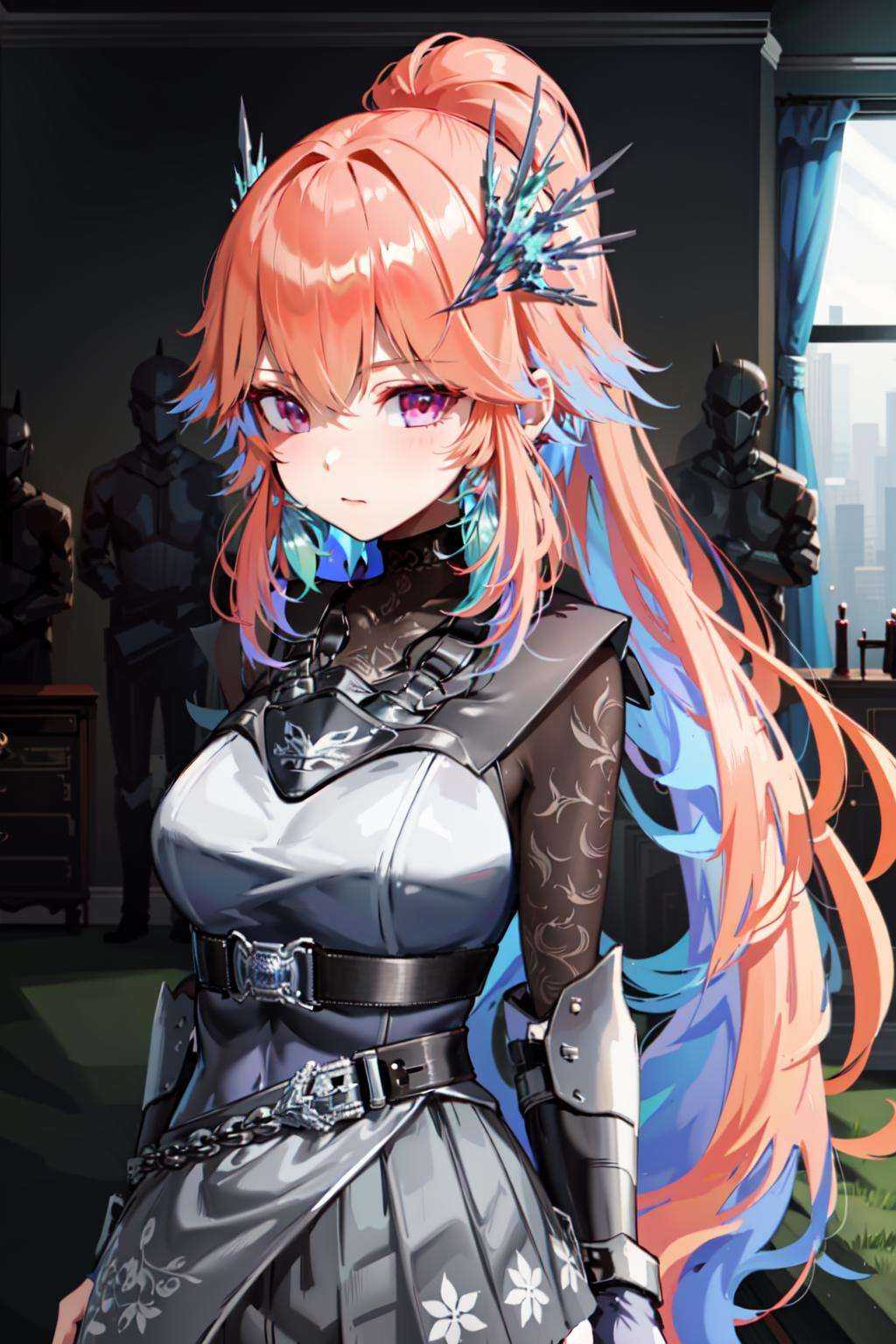 a girl,  long hair ponytail on Tensor.Art