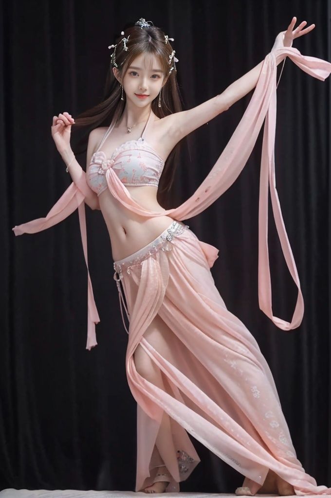 (Good structure), HDR, UHD, 8K, (A real person), Highly detailed, best quality, masterpiece, 1girl, (realistic), Highly detailed, (EOS R8, 50mm, F1.2, 8K, RAW photo:1.2), ultra realistic 8k, pose for picture, Dynamic pose, looking_at_viewer, lips, (perfect body), (solo), 1girl, , long hair, Wind, flowing hair, big_breast, kind smile,
wangyushan,full body,
dunhuang,