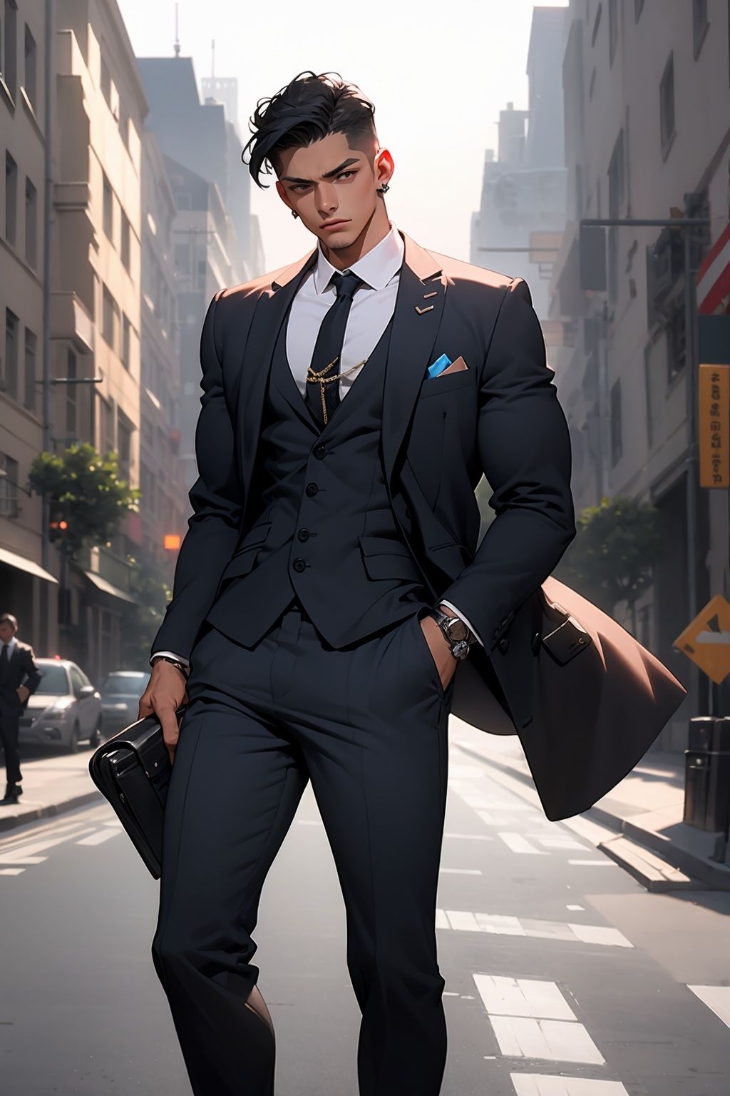 handsome teenager ,  Gangster,  school on Tensor.Art
