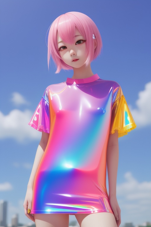 transparent color PVC clothing,  transparent color vinyl clothing,  prismatic on Tensor.Art