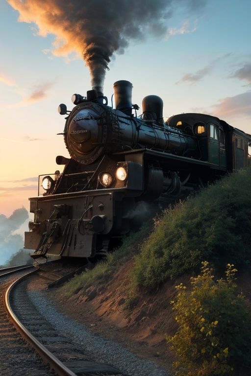 absurdres,absurdres,realistic,full_shot,<lora:Rail Scenery:0.6>,Rail Scenery,steam train,