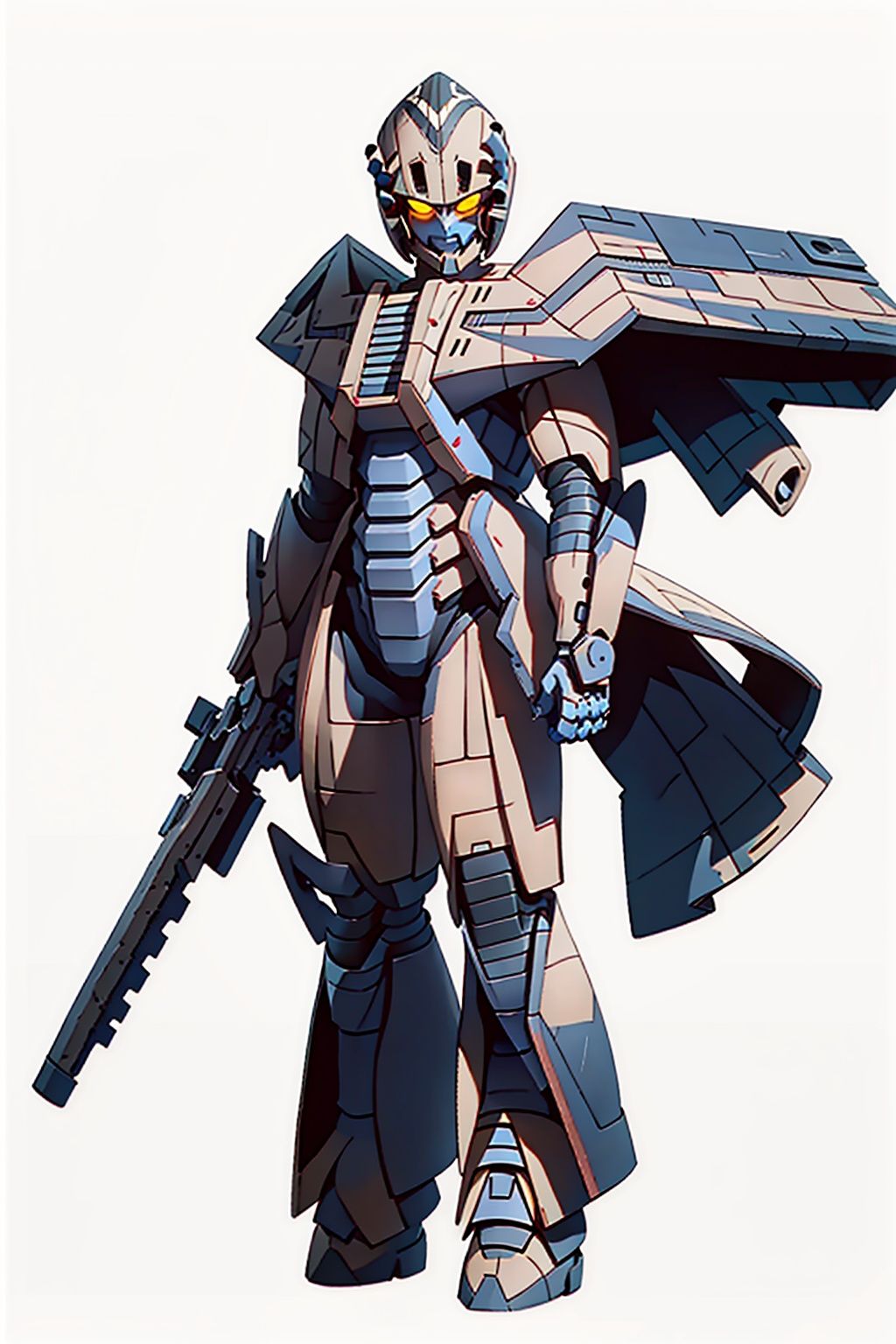 (masterpiece:1.3), (the best quality:1.2), (super fine illustrations:1.2), (Masterpiece), high quality, high detail,((white background:1.2)), looking at viewer, (SOLO:1.4),outline,,simple background,mecha,robot,breastplate,armor,shoulder armor,gauntlets,cover,mask,helmet