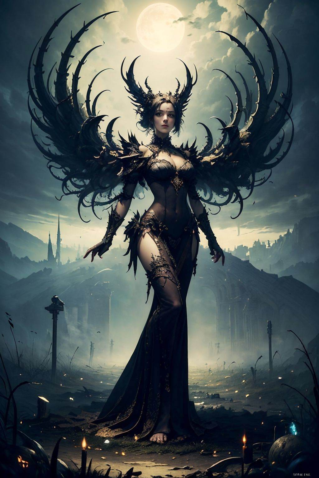 (masterpiece, top quality, best quality, official art, beautiful and aesthetic:1.2), 1girl, fullbody, extreme detailed,(fractal art:1.3),colorful,highest detailed ,horror
