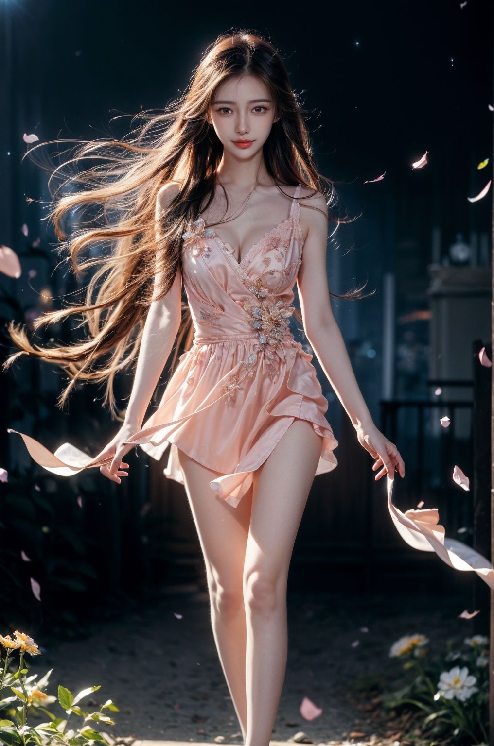  (Good structure), HDR, UHD, 8K, (A real person), Highly detailed, best quality, masterpiece, 1girl, (realistic), Highly detailed, (EOS R8, 50mm, F1.2, 8K, RAW photo:1.2), ultra realistic 8k, (best illumination, best shadow, extremely delicate and beautiful), (official art, beautiful and aesthetic:1.2), pose for picture, Dynamic pose, looking_at_viewer, lips, (perfect body), (solo), 1girl, , long hair, Wind, flowing hair, big_breast, kind smile,
1girl, (masterpiece, best quality, official art, beautiful and aesthetic:1.2), unity 8k wallpaper, (photorealistic:1.4), extreme detailed, colorful, full_body, flower blooming, floating petals, light effects, flower garden, starry sky, moon, emblem, , angel