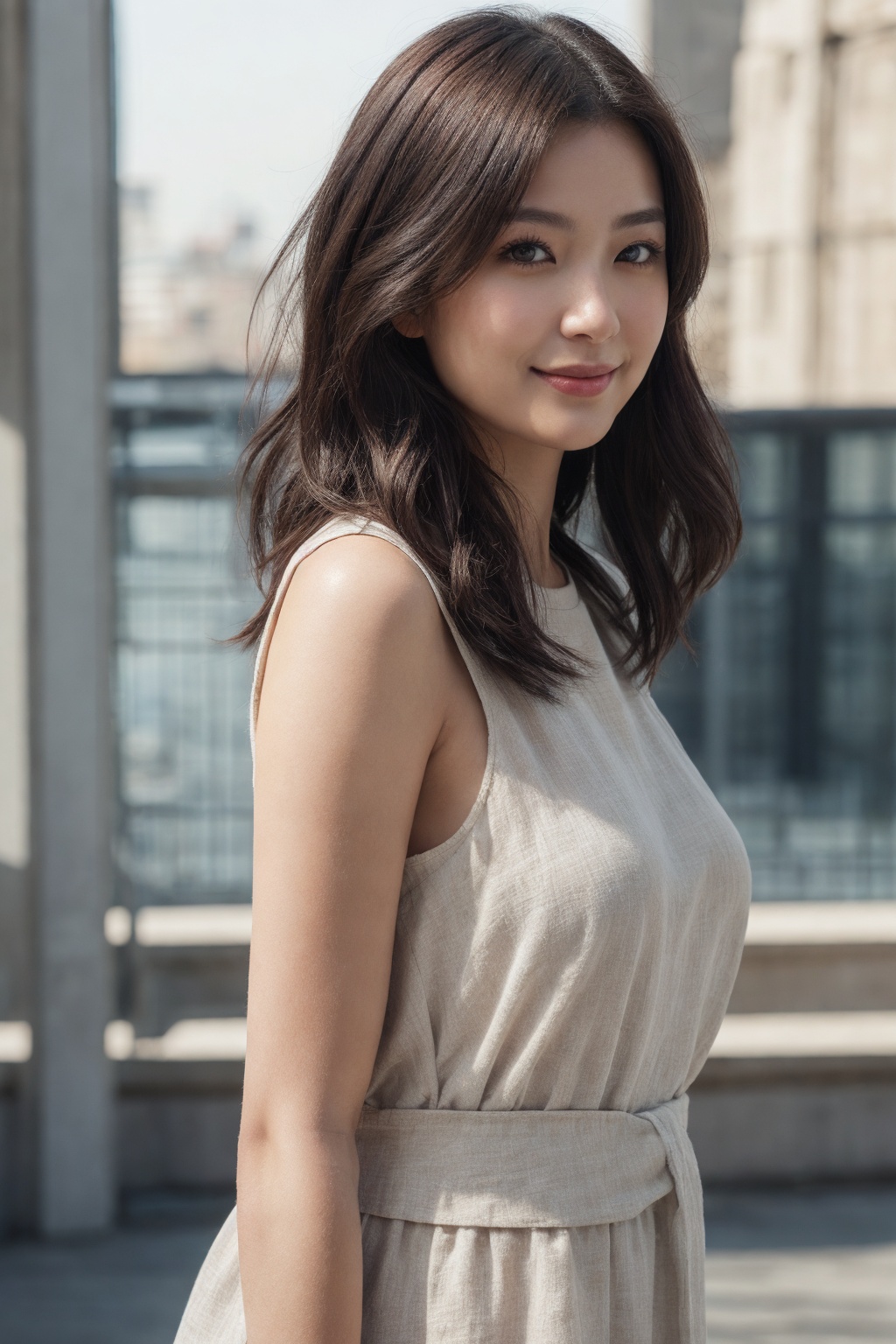 Photo of Pretty Japanese woman,  1woman,  (medium-short dark brown hair) on Tensor.Art