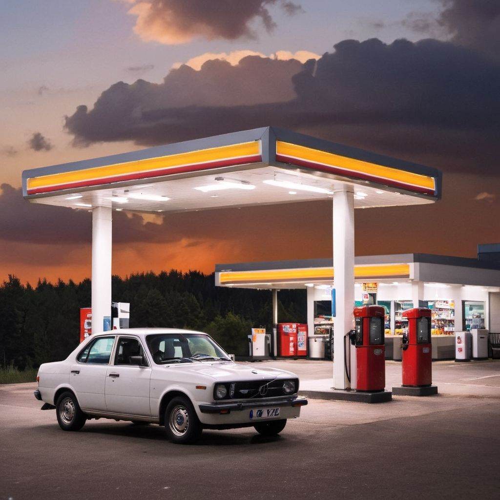 a car in a gas station on Tensor.Art