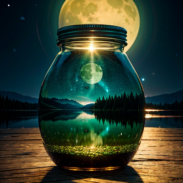 a colossal bottle which contained a majectic lake ,  very high quality and Very detailed scene ,  Octane render on Tensor.Art