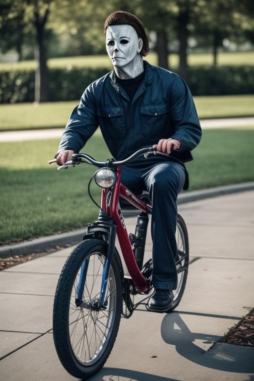 Michael Myers ,  riding a bike on Tensor.Art