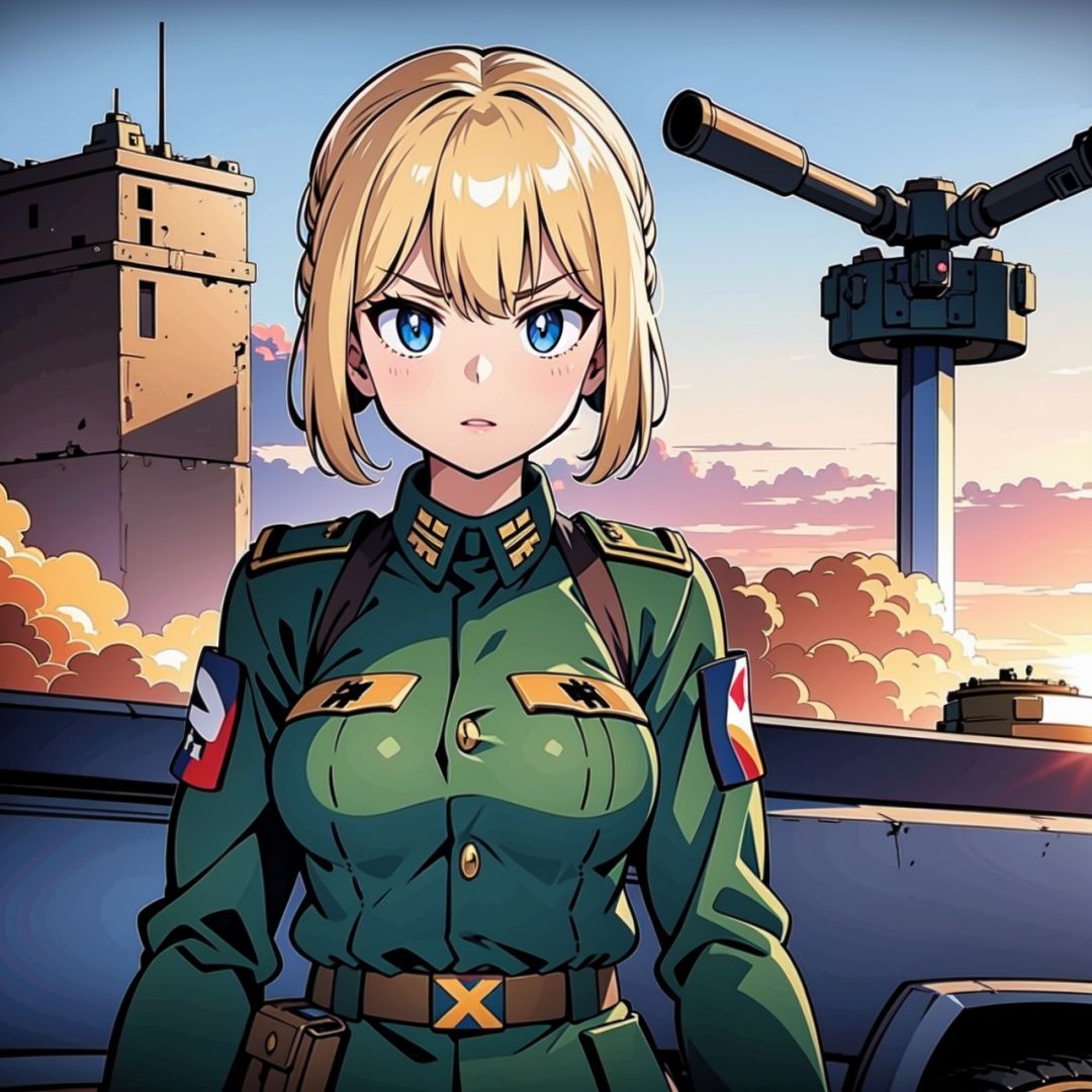 Military uniform Germany a girl **** armored commander,girl,anime