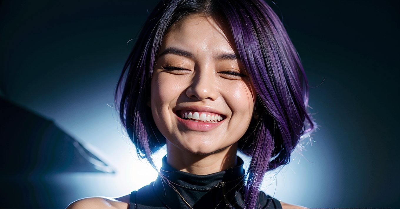 raiden shougn,  purple hair,  closed eyes on Tensor.Art