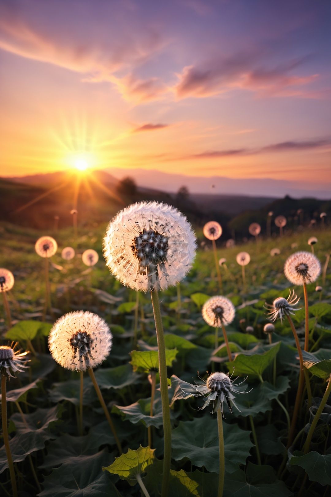  "dandelions and a glorious sunset, by photographer Lee Jeffries nikon d850 film stock photograph 4 kodak portra 400 camera f1.6 lens rich colors hyper realistic lifelike texture dramatic lighting unrealengine trending on artstation cinestill 800