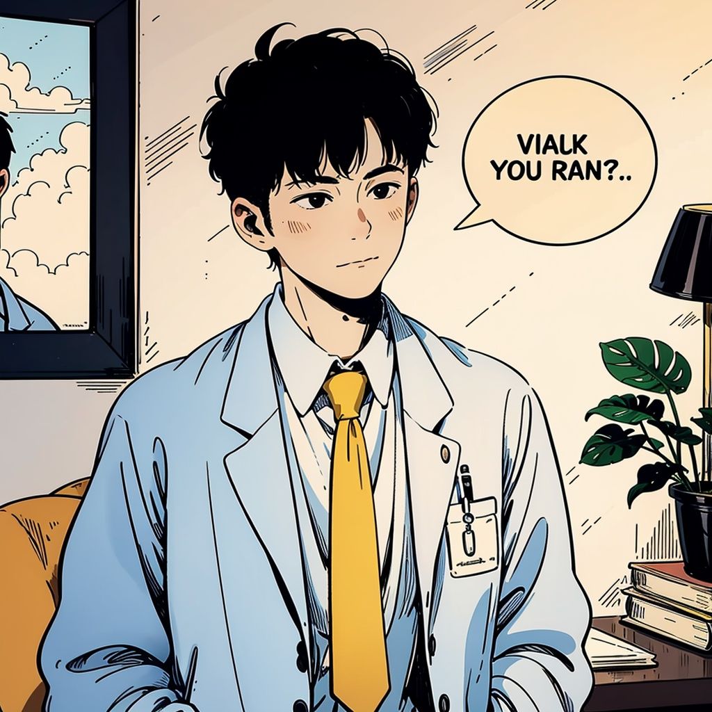best quality,masterpiece,Flat,labcoat,doctor,multiple boys,male focus,black hair,plant,2boys,speech bubble,yellow necktie,necktie,<lora:chahua_20230619104023:0.7>,chahua,