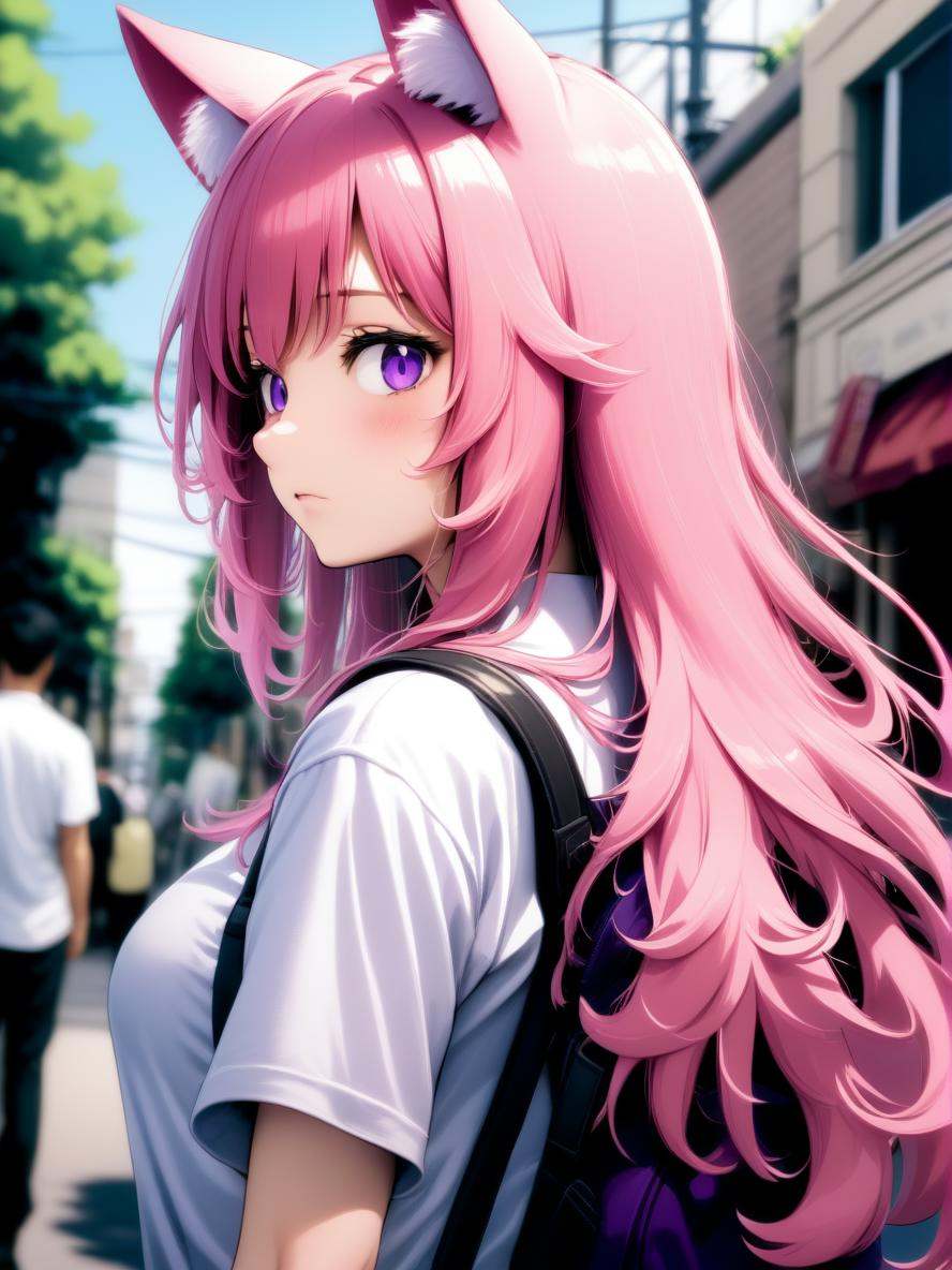 1girl,  long hair,  pink hair on Tensor.Art