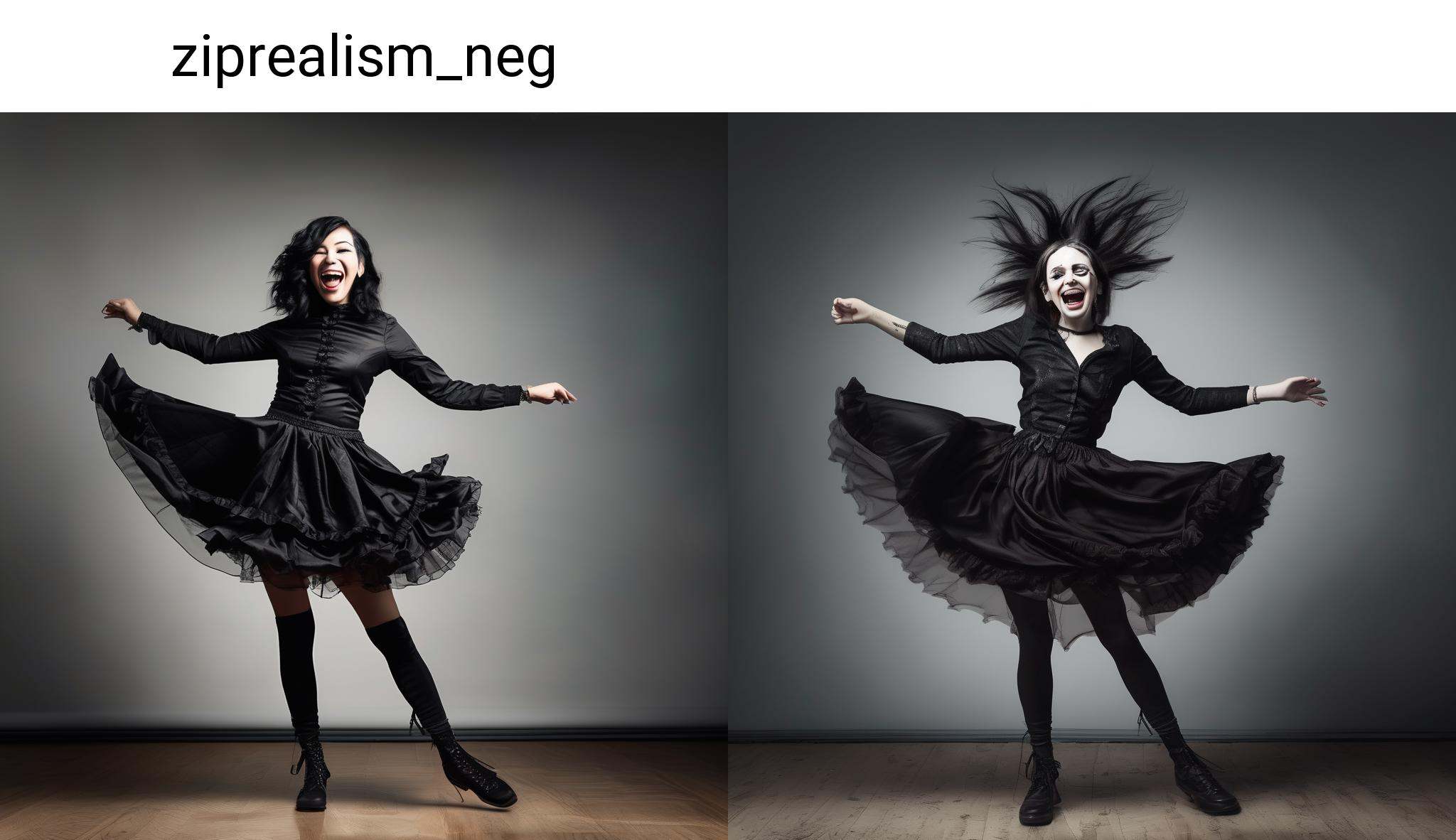 full body of a laughing Gothic girl dancing,  open eyes,  looking at viewer on Tensor.Art