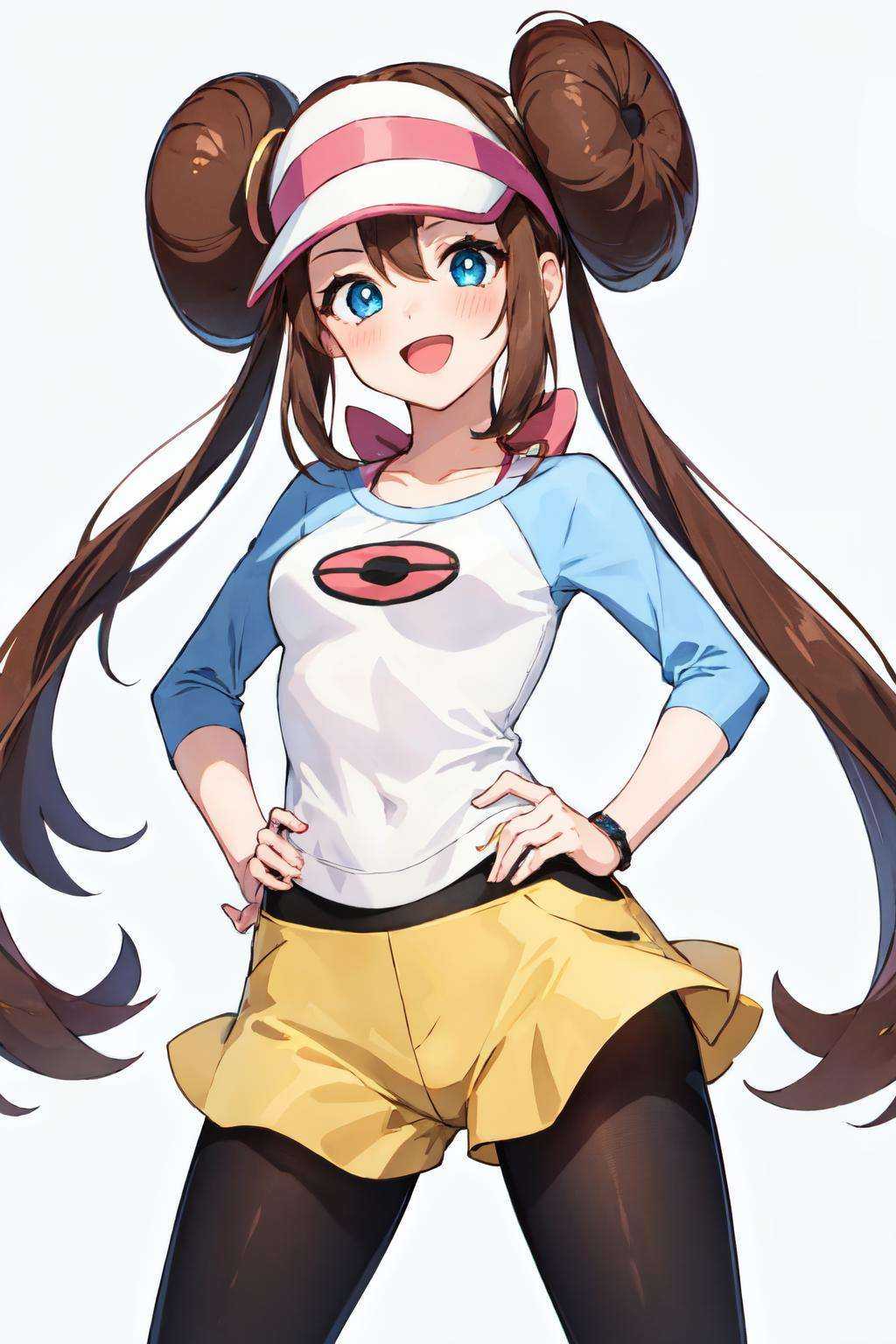 rosa pokemon,  blue eyes,  simple background on Tensor.Art