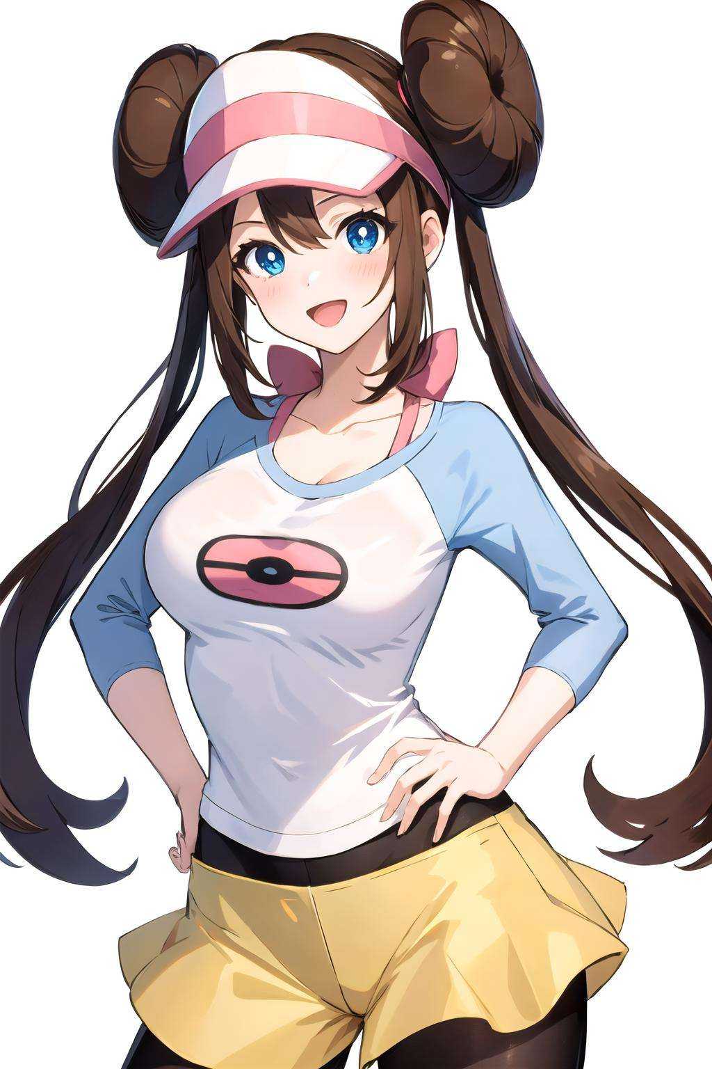 rosa pokemon,  blue eyes,  simple background on Tensor.Art
