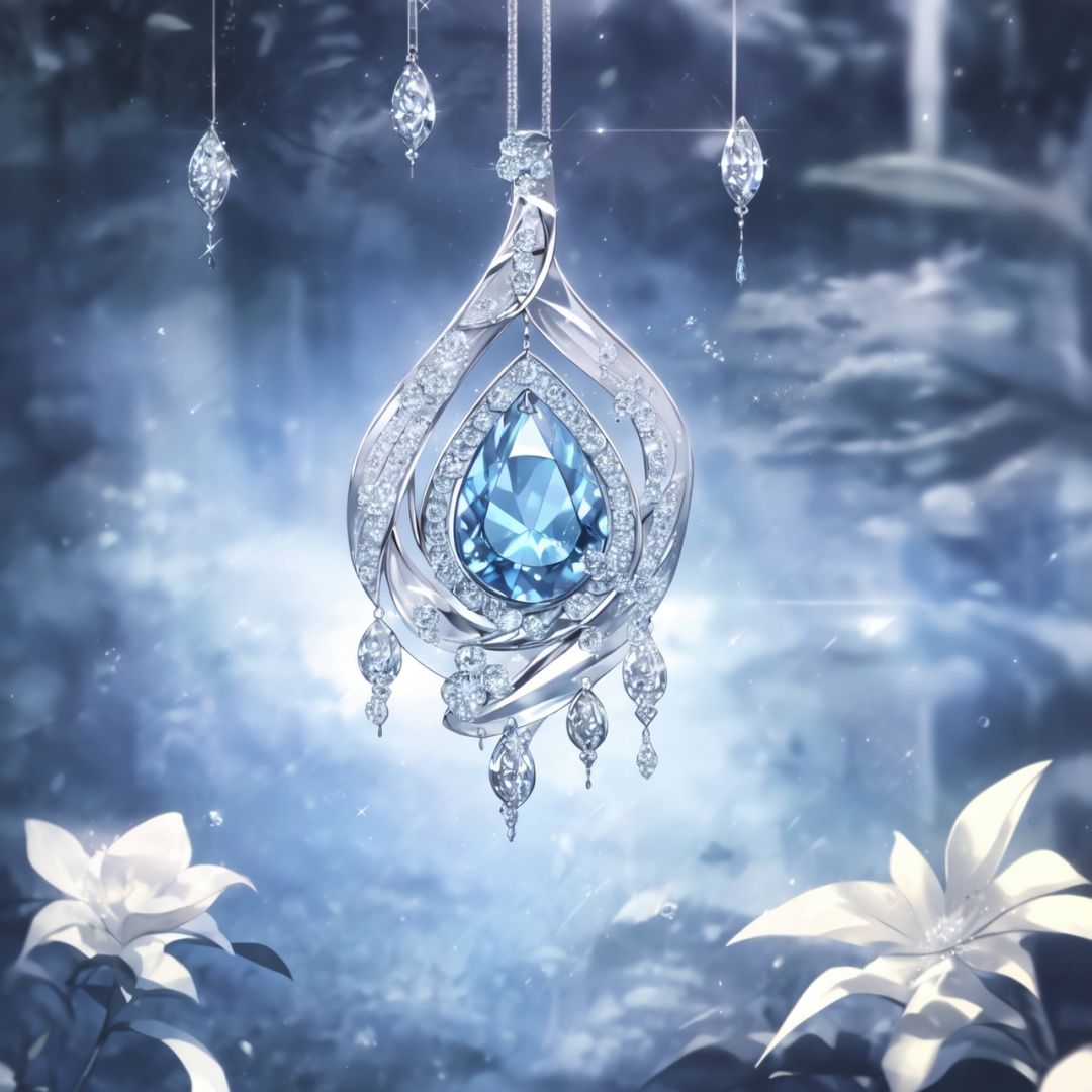  Best quality, 8k, cg,Pendant,sapphire,Shiny