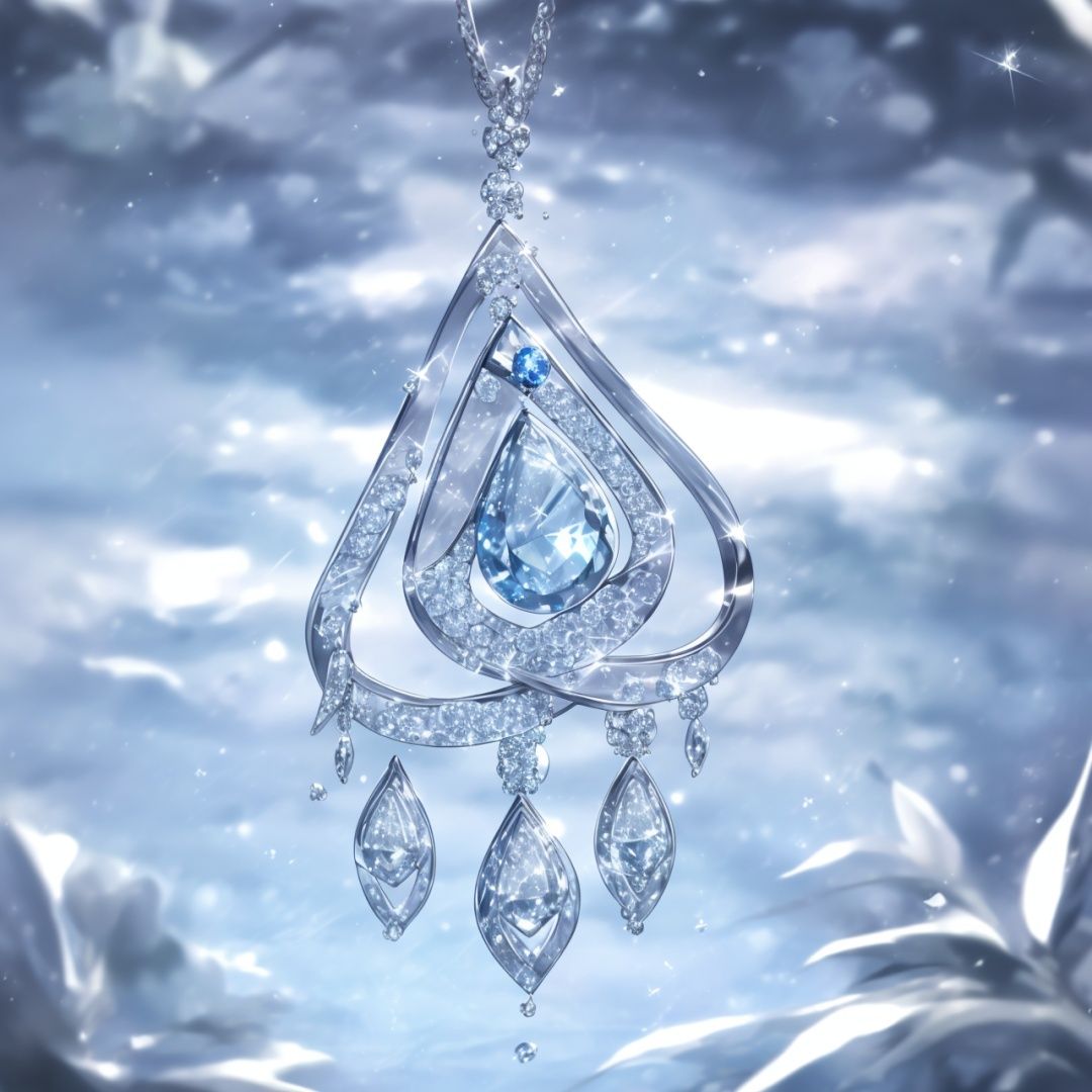  Best quality, 8k, cg,Pendant,sapphire,Shiny